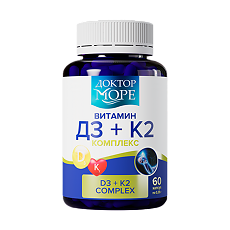 Изображение товара Доктор Море Витамин D3+К2 комплекс/Vitamin D3+K2 complex капсулы по 350 мг 60 шт