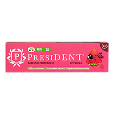 Купить PresiDent Детская зубная паста Клубника 50 RDA 3-6 лет 50 г 1 шт цена