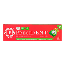Купить PresiDent Детская зубная паста Земляника 50 RDA с 6 лет 50 г 1 шт цена