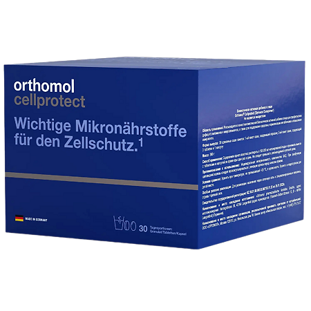 Ортомоль Селпротект/Orthomol Cellrotect набор порошок массой 10 г+капсулы массой 775 мг+таблетки 814 мг и 472 мг саше 30 шт