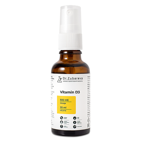 Витамин Д3/Vitamin D3 500 МЕ Dr.Zubareva 140 доз фл с дозатором 30 мл 1 шт