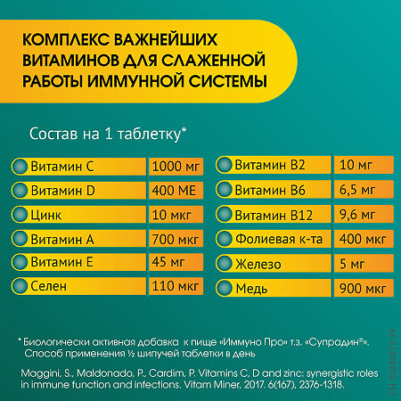 Супрадин Иммуно Про шипучие таблетки массой 4,9 г 30 шт