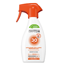 Купить Dermolab Солнцезащитное молочко для лица и тела Sun Milk High Protection SPF30 250 мл 1 шт цена