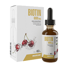 Изображение товара Макслер Биотин 6000 мкг вкус вишни / Maxler Biotin 6000 mcg Cherry flavor по 60 мл 1 шт