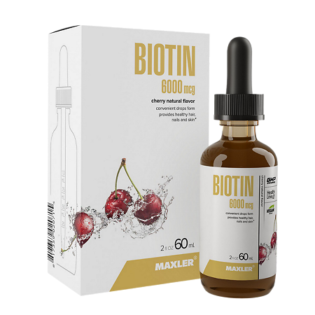 Макслер Биотин 6000 мкг вкус вишни / Maxler Biotin 6000 mcg Cherry flavor по 60 мл 1 шт