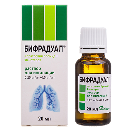 Бифрадуал раствор для ингаляций 0,25 мг/мл+0,5 мг/мл 20 мл 1 шт