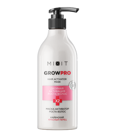 Изображение товара Mixit Grow Pro Разогревающая маска-активатор роста волос с красным перцем,протеином и пантенолом Hair Activator Mask 400 мл 1 шт