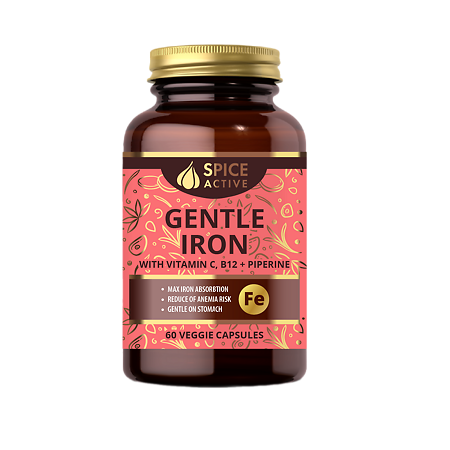 Изображение товара Спайс Актив Легкодоступное железо с витаминами С, В12 и пиперином 60 капсул