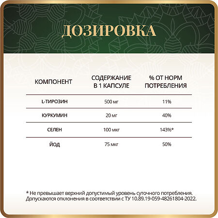 Спайс Актив Spice Active Комплекс для здоровья щитовидной железы с куркумином / Thyroid Complex + Curcumin капсулы по 0,75 г 60 шт