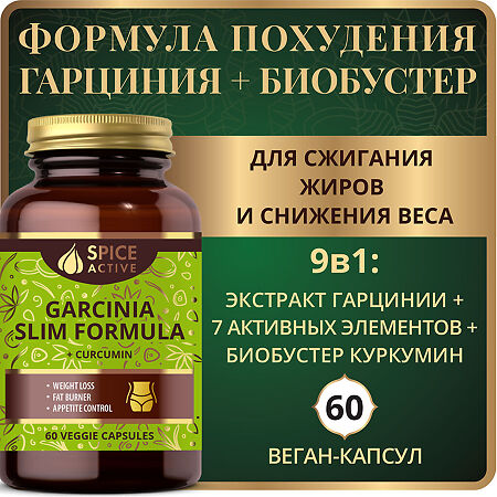 Спайс Актив/Spice Active Формула для похудения с гарцинией и куркумином / Garcinia Slim Formula + Curcumin капсулы по 0,62 г 60 шт