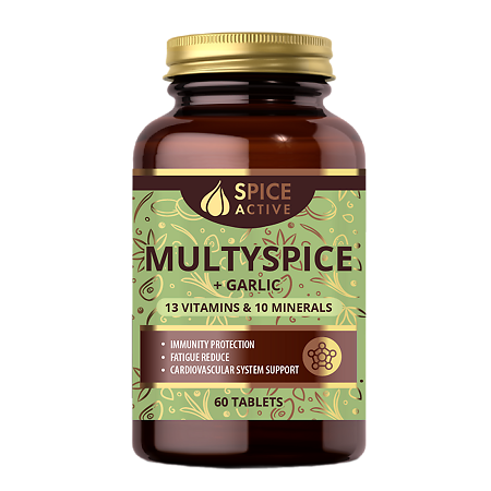 Изображение товара Комплекс витаминов и минералов Спайс Актив с чесноком таблетки покрытые 60 шт
