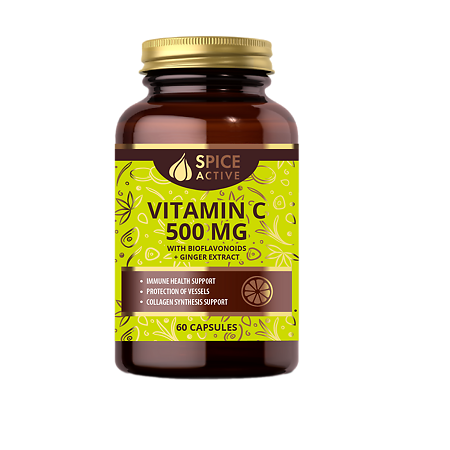 Изображение товара Витамин C 500 мг с биофлавоноидами и имбирем капсулы 60 шт Спайс Актив