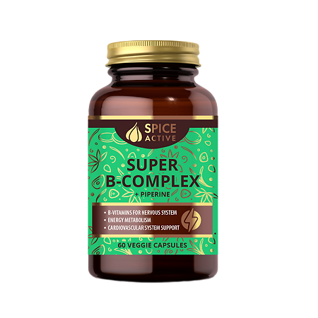Спайс Актив/Spice Active Комплекс витаминов группы В с пиперином / Super B-Complex + Piperine капсулы массой 545 мг 60 шт