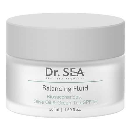 Доктор Си/Dr.Sea Флюид для лица c комплексом биосахаридов оливой и зеленым чаем балансирующий SPF15 50 мл 1 шт