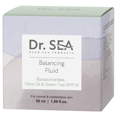 Доктор Си/Dr.Sea Флюид для лица c комплексом биосахаридов оливой и зеленым чаем балансирующий SPF15 50 мл 1 шт