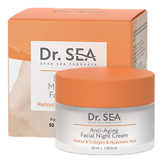 Купить Доктор Си/Dr.Sea Крем ночной антивозрастной для лица с ретинолом коллагеном и гиалуроновой кислотой 50 мл 1 шт цена