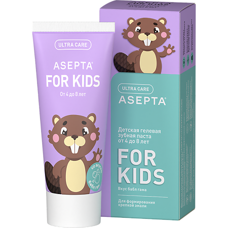 Изображение товара Асепта Kids зубная паста гелевая укрепление эмали 50 мл для детей от 4 до 8 лет