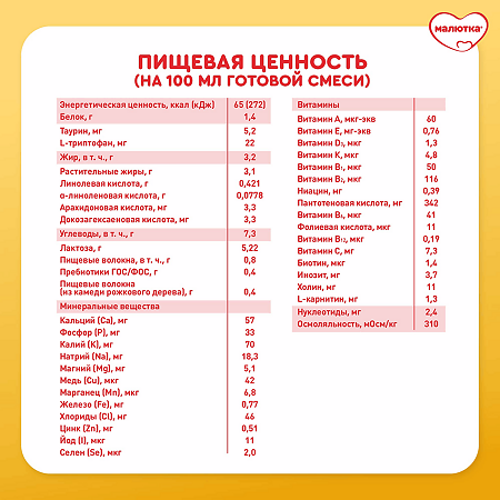 Малютка Комфорт PRO молочная смесь с рождения 0+ 900 г 1 шт