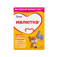Изображение товара Малютка 4 детское молочко 18 мес 900 г 1 шт