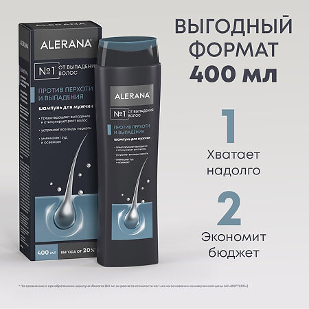 Алерана шампунь против перхоти и выпадения для мужчин 400 мл 1 шт