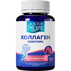 Купить Доктор Море Коллаген комплекс для красоты с биотином, гиалуроновой кислотой, глюкозамином, коэнзимом Q10, фукоиданом, цинком и витамином С капсулы массой 594 мг 120 шт цена