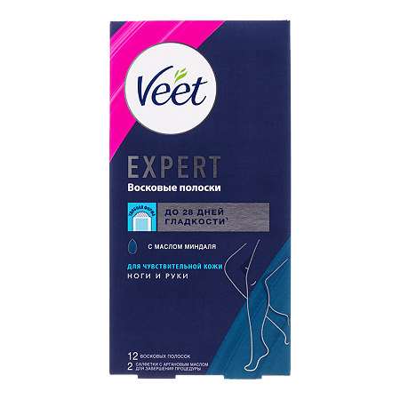 Изображение товара Вит (Veet) Expert Полоски восковые для депиляции для чувствительной кожи 12 шт
