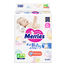 Купить Мериес (Merries) Подгузники для детей размер S (4-8 кг) 70 шт цена