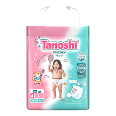 Изображение товара Трусики-подгузники Tanoshi для детей размер L (9-14 кг) 22 шт