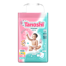 Купить Трусики-подгузники Tanoshi для детей размер M (6-11 кг) 72 шт цена