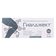 Купить Гиалджект имплантат вязкоэластичный стерильный 2,2% 3 мл шприц 1 шт цена