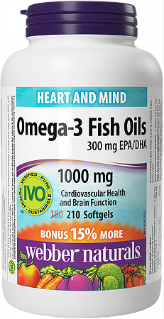Webber Naturals Омега-3 рыбий жир 1000 мг /Omega-3 Fish Oils капсулы 1000 mg массой 1460 мг 210 шт