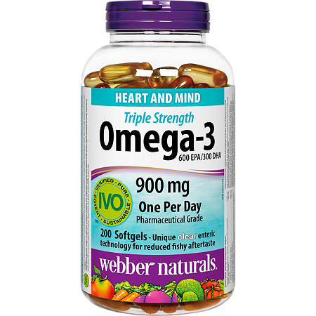 Webber Naturals Тройная сила Омега-3 900 мг /Triple Strength Omega-3 900 mg капсулы массой 1974 мг 200 шт