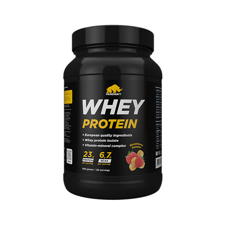 Изображение товара Протеин сывороточный Prime Kraft Whey Protein Клубника-банан банка 900 г 1 шт