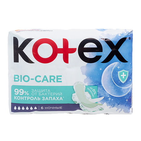 Kotex Прокладки Bio-Care ночные 6 шт