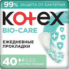 Купить Kotex Прокладки Bio-Care ежедневные экстра тонкие 40 шт цена
