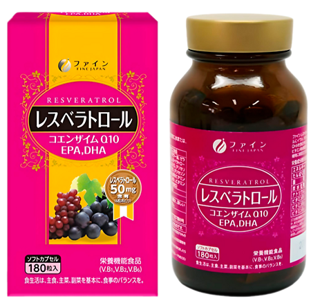 Fine Ресвератрол, DHA+EPA и Коэнзим Q10 капсулы массой 450 мг 180 шт