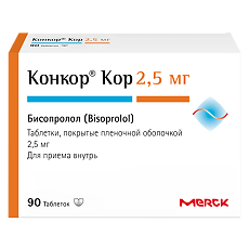 Купить Конкор Кор таблетки покрыт.плен.об. 2,5 мг 90 шт цена