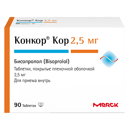 Конкор Кор таблетки покрыт.плен.об. 2,5 мг 90 шт