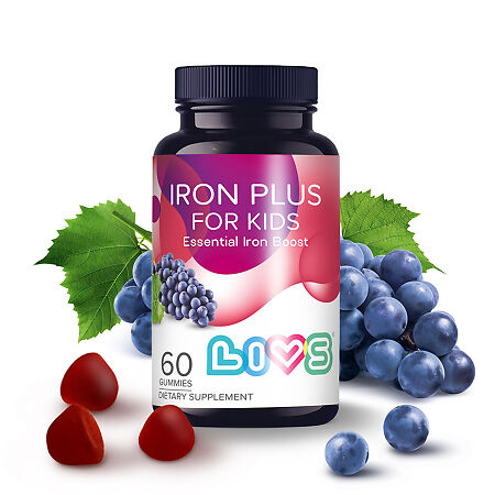 LIVS Комплекс Мультивитаминов Железо Плюс для детей со вкусом фруктов и ягод мармеладные пастилки массой 2,5 г 60 шт