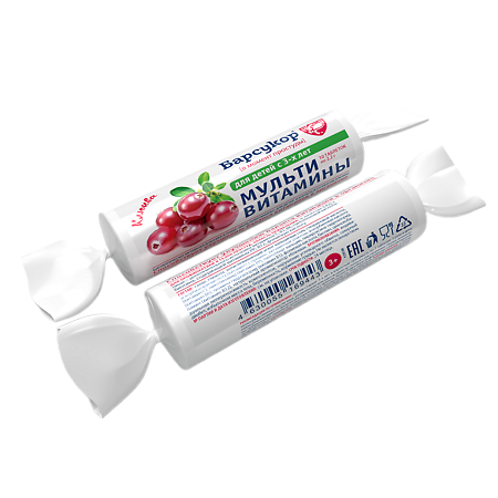 Барсукор Мультивитамины для детей и взрослых со вкусом клюквы таблетки массой 2,2 г 10 шт