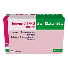 Изображение товара Телмиста ТРИО таблетки 5 мг+12,5 мг+80 мг мг 28 шт