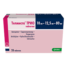Изображение товара Телмиста ТРИО таблетки 10 мг+12,5 мг+80 мг мг 28 шт