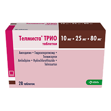 Изображение товара Телмиста ТРИО таблетки 10 мг+25 мг+80 мг мг 28 шт