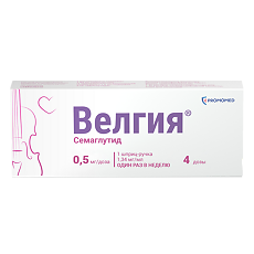 Изображение товара Велгия раствор для подкожного введ 0,5 мг/доза 1,5 мл шприц-ручка 1 шт+иглы 5 шт 1 уп