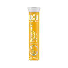 Купить WOW vitamins Витамин С 500 мг+Цинк 25 мг таблетки шипучие массой 3500 мг 20 шт цена