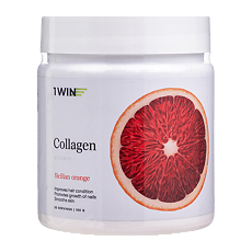 Изображение товара 1WIN Коллаген + витамин С / Collagen + Vitamin C Сицилийский апельсин порошок банка 180г 30 порций