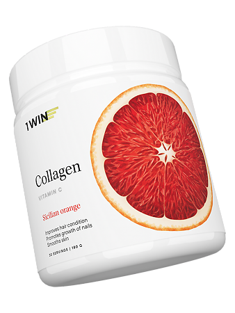 1WIN Коллаген + витамин С / Collagen + Vitamin C Сицилийский апельсин порошок банка 180г 30 порций