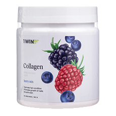 Изображение товара 1WIN Коллаген + гиалуроновая кислота + витамин С / Collagen + hyaluronic acid + vitamin C Ягодный микс порошок банка 180 г 30 порций
