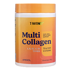 Изображение товара 1WIN Мульти коллаген 1, 2, 3, 5 и 9 типа+витамин С / Multi collagen 1, 2, 3, 5 and 9 type+vitamin C Апероль порошок 240 г