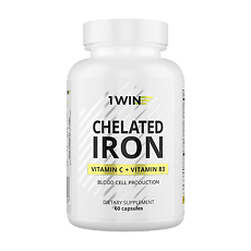 Купить 1WIN Хелат железа + витамин С и В3 / Chelated iron + vitamin C and B3 капсулы массой 470 мг 60 шт цена